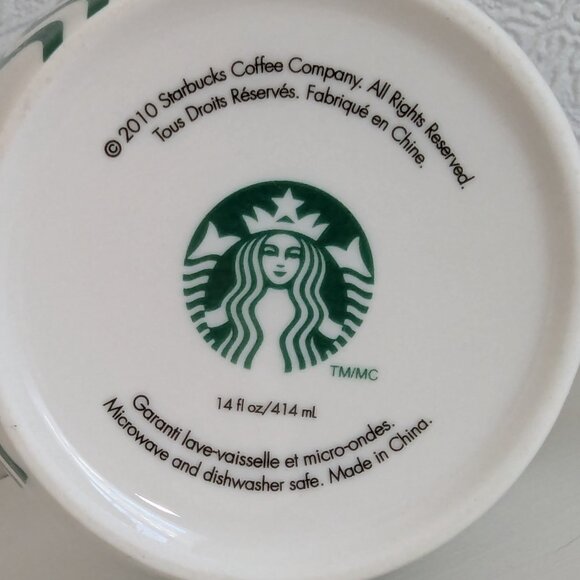 Starbucks 2010 Classic White and Green Coffee Mug with Mermaid logo - Picture 9 of 9